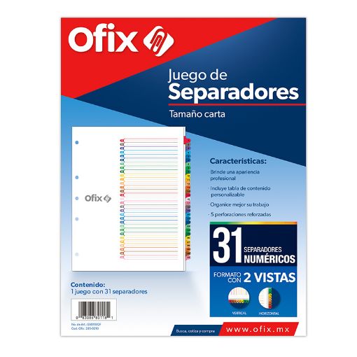 Imagen de SEPARADOR OFIX 31DIV NUMERICO